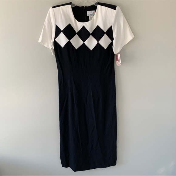𝅺deadstock NEW Vintage NWT wiggle harlequin dress checkerboard VTG retro pinup - Picture 3 of 7